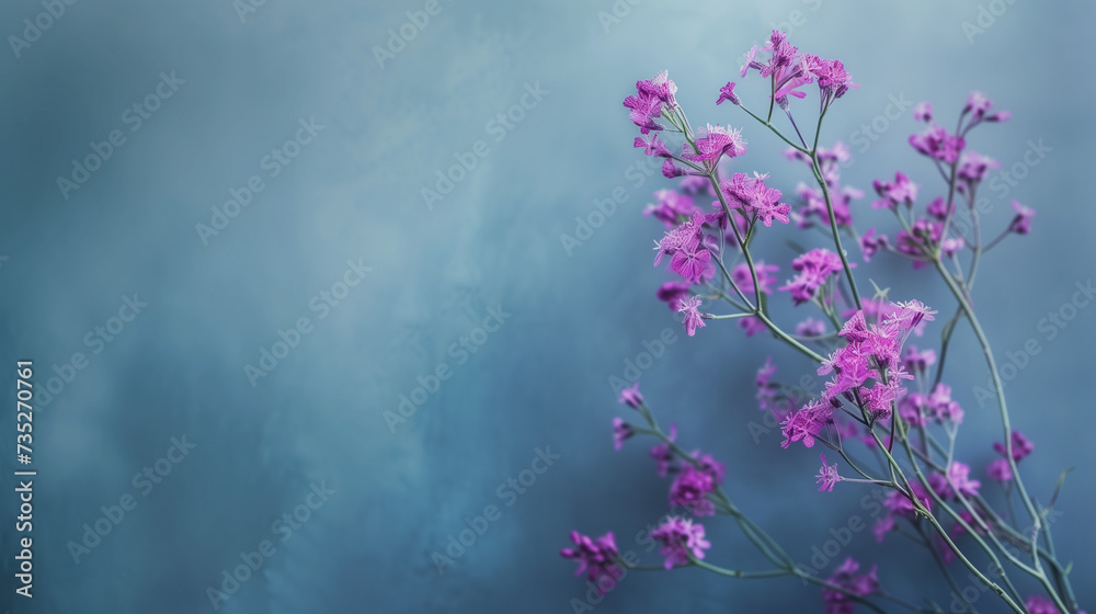 purple flowers on blue background