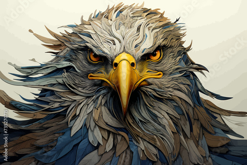 a painting of an eagle's head with yellow eyes photo
