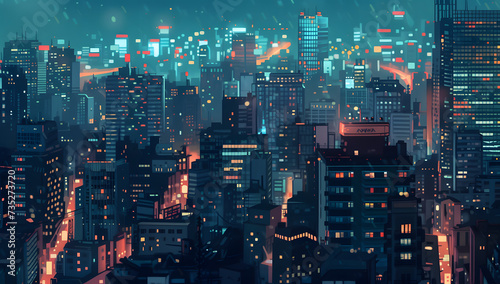 a cityscape full of night lights and buildings