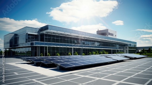 renewable solar panels on building photo