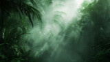 A mysterious and enchanting fog weaving through the dense jungle as if concealing secrets within its billowing tendrils.