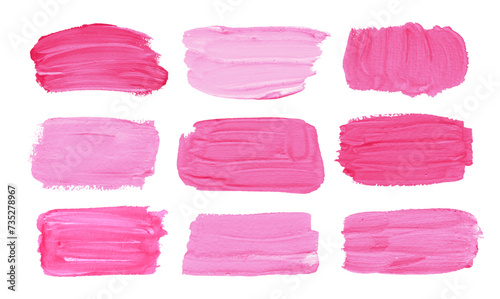 Vector collection of hand painted gouache and acrylic pink banners for backgrounds