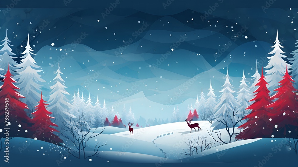 Enchanted Winter: Serene Snowy Landscape Illustration