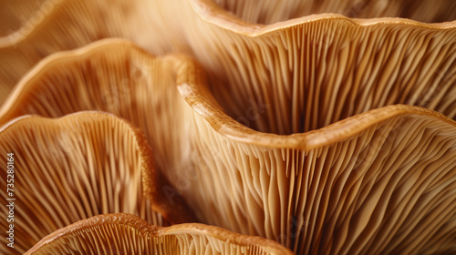 a macro shot of the underside of a mushroom, showing the detailed structure of the gills.