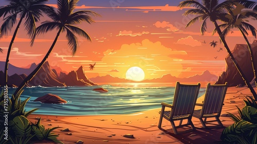 Beach Holiday Illustration of Summer Beach Background © novian