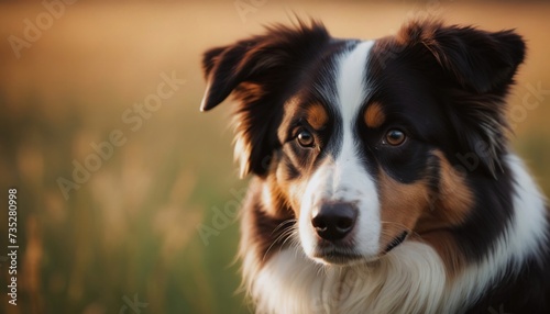 Australian Shepherd, dog at dawn, purebred dog in nature, happy dog, beautiful dog © Vladislav