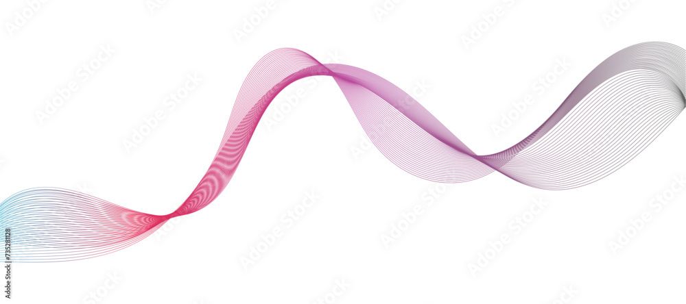 Fototapeta premium Colorful lines background. Wave of the many colored lines pattern and design elements created. Creative line art or abstract ribbon wavy stripes on a white isolated background.