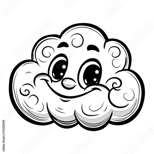 Vector illustration of a smiling cloud on white separate background