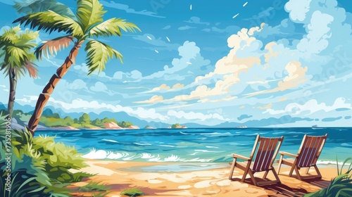 Tropical Getaway Illustration of Summer Beach Background