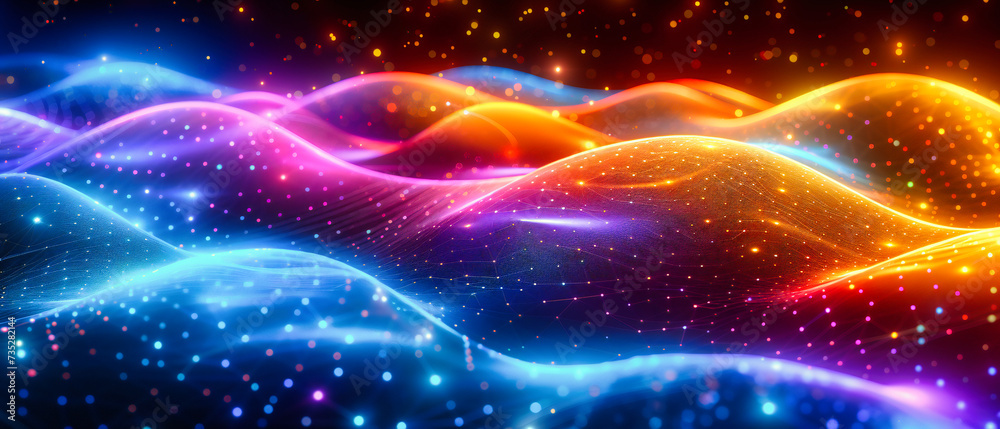 Obraz premium Vibrant abstract with glowing lines and cosmic energy, symbolizing creativity, motion, and the mysterious beauty of the universe