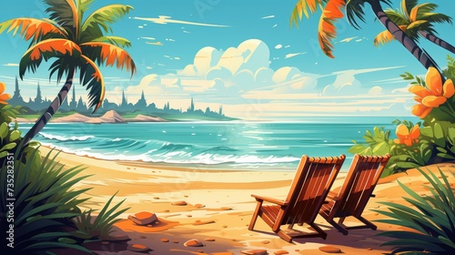 Tropical Getaway Illustration of Summer Beach Background