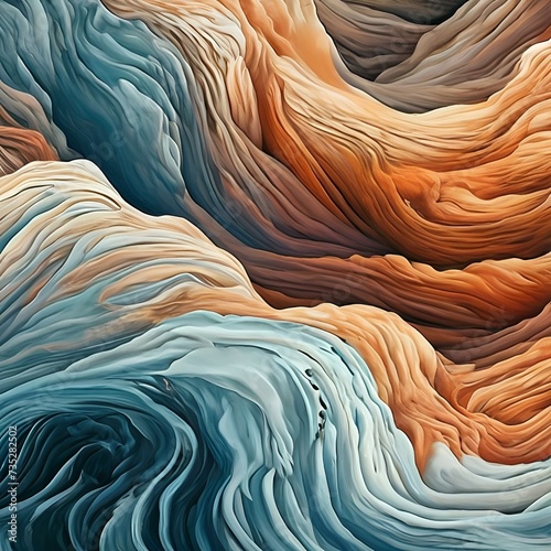 waves of the sea,waves, sea, curved, curved lines, geometry, illustration, magazine, trend, volume,light blue, blue, turquoise, orange, beautiful, mountains, shape, unusual, attractive, fantasy