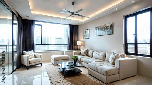 Stylish & Luxurious Urban Retreat - modern living room © Masataka Sato