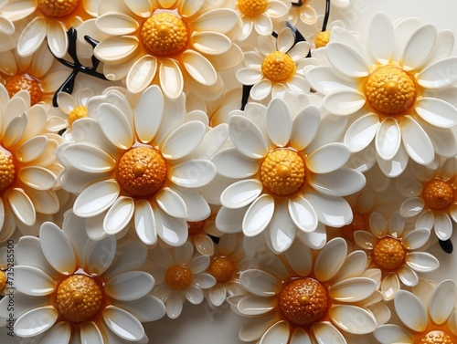 Daisy flower bunches with white background