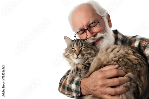 Man Holding Cat on Transparent Background, PNG