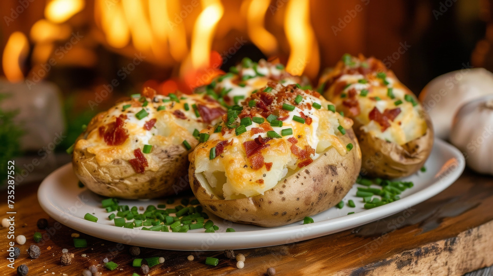 Imagine curling up by the fireplace with a piping hot baked potato in hand the smoky aroma mingling with the tangy creaminess of sour cream and the freshness of chives in