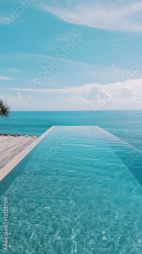 Luxury panoramic view at exotic resort on turquoise seascape 