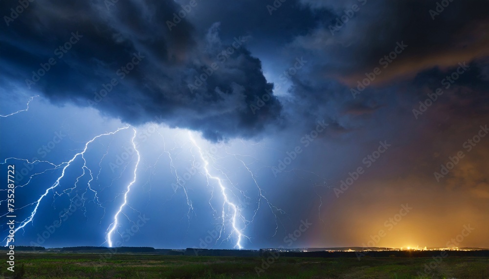 Dramatic clouds at night with lightning and thunder. Stormy weather. Dramatic clouds at night with lightning and thunder. Stormy weather.