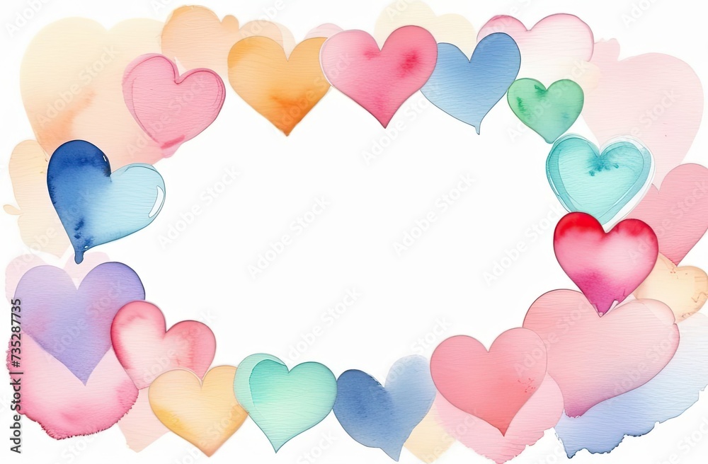 Pastel colors frame with free place for text made from lot of hearts. Great for birthday parties, textiles, banners, wallpapers, wrapping.