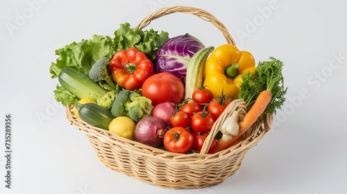 Generative AI   Fresh vegetables in basket isolated on white