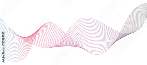 Colorful lines background. Wave of the many colored lines pattern and design elements created. Creative line art or abstract ribbon wavy stripes on a white isolated background.