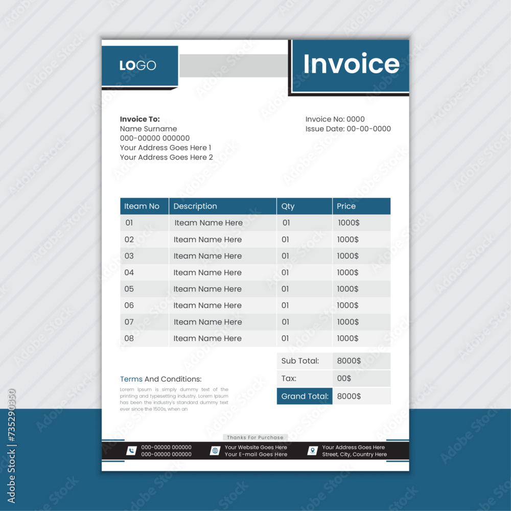 Invoice template design for your business