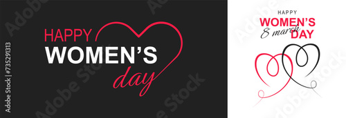 Poster or banner with Women's day. 8 March. Special offer discount. Background for 8 march. Happy Women's day header or voucher template.