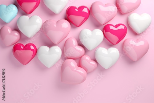 a group of pink and white hearts