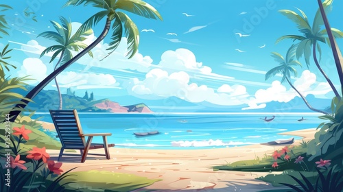 Tranquil Beach Illustration of Summer Beach Background