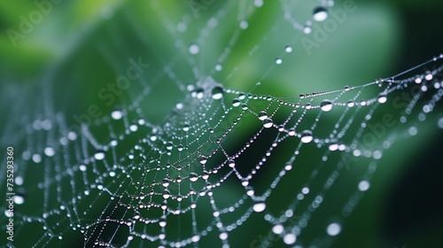 A spiderweb covered in dew, representing the interconnectedness of thoughts and feelings.