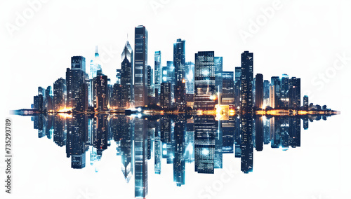 3d illustration of city landscape with city buildings at night © Lin_Studio