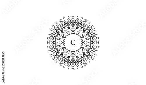 Fototapeta Naklejka Na Ścianę i Meble -  Luxury Retro ornament Alphabetical Logo