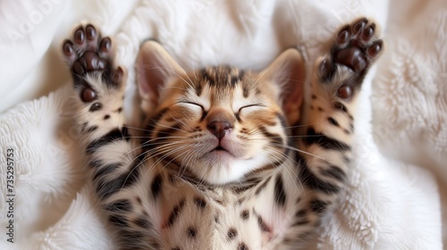 bengal kitten baby sleeping peacefully, cute and serene, soft and cozy, dreamy