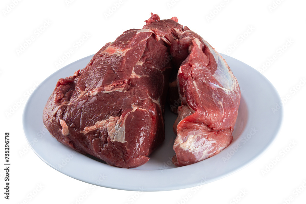 Plate with raw beef meat with transparent background png Plate with raw beef meat with transparent background png