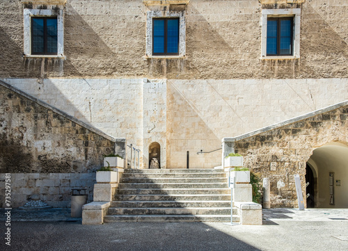 Fototapeta Naklejka Na Ścianę i Meble -  The courtyard of the Norman Swabian Castle ( Castello Normanno Svevo) in the historical city center of Bari, Puglia region, (Apulia), southern Italy,Europe, September 18, 2022