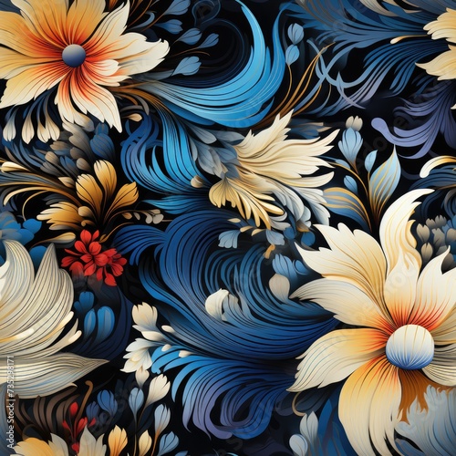 Flower Indonesian Batik Seamless Pattern