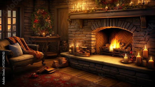 hearth cozy by fireplace