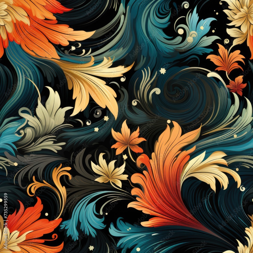 Tropical Indonesian Batik Seamless Pattern