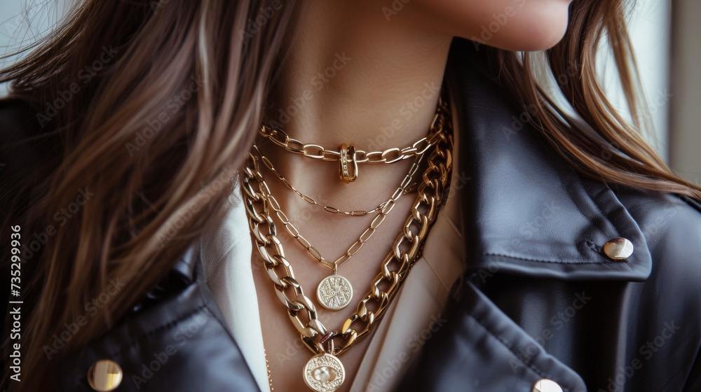Mixing and matching chunky chain necklaces with dainty pendant pieces for a unique and edgy layered look.