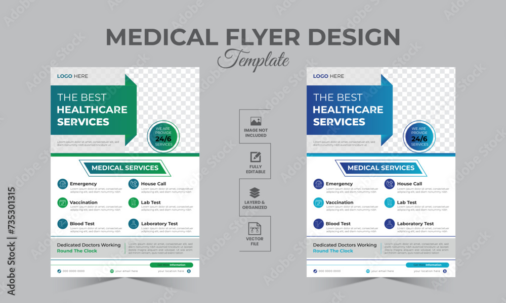 Corporate Business flyer vector design template with modern and minimalist style. Vector brochure cover and back page a4 flyer Layout template design for print.