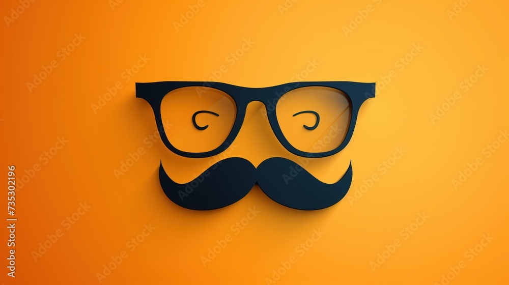 Fototapeta premium Glasses with mustache flat illustration. Vector image for April Fool's Day. For design of cards and banners