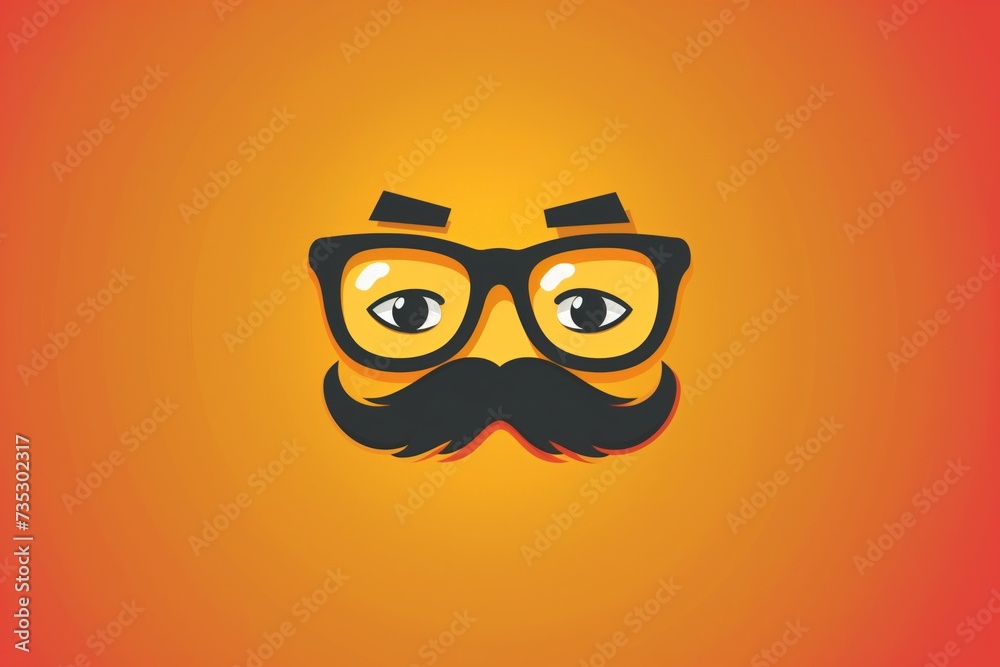Fototapeta premium Glasses with mustache flat illustration. Vector image for April Fool's Day. For design of cards and banners