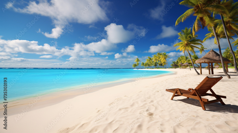 Tropical landscape with lagoon white sand