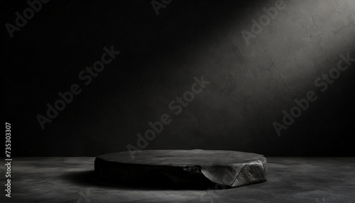Stone podium with shadow overlay. Minimal scene for product presentation or advertising