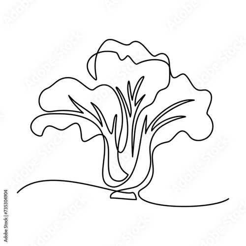 Chinese cabbage in continuous line art drawing style. Bok choy (pak choi) black linear sketch isolated on white background. Vector illustration