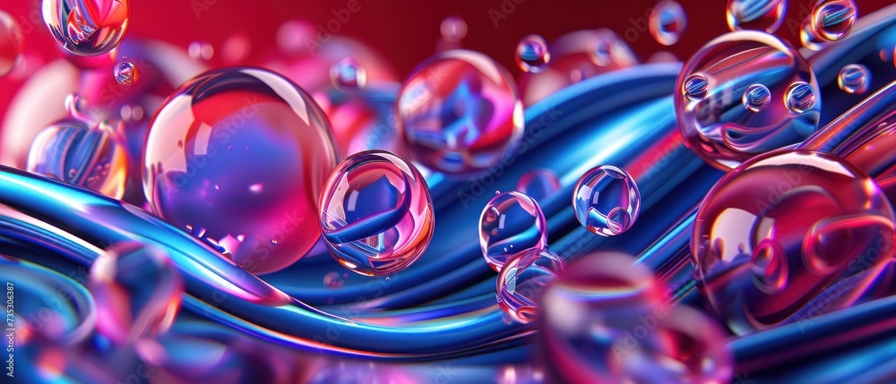 a close up of a bunch of bubbles on a red and blue background with a red light in the background. a close up of a bunch of bubbles on a red and blue background with a red light in the background.