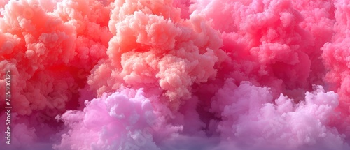 a group of clouds that look like they are colored in different shades of pink, red, and purple, with a blue sky in the background. photo