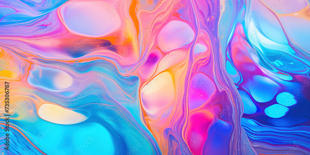 Backdrop of colorful liquid. Background of flowing paint. Backdrop to create presentation. Abstract texture