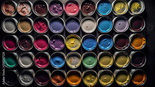 nice paint pots of all colors. created with ai