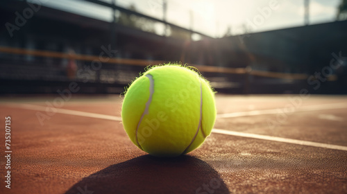 tennis ball on a tennis court. Created with AI © PintoArt